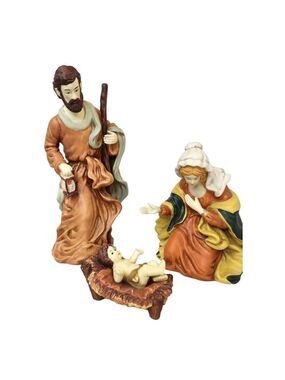 Hand Painted Porcelain Nativity Set 3 Piece Mary Joseph and Baby Jesus Figurines